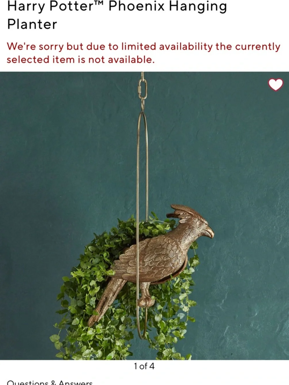 Pottery Barn Teen Harry Potter  Phoenix Hanging Planter RARE - Picture 3 of 9